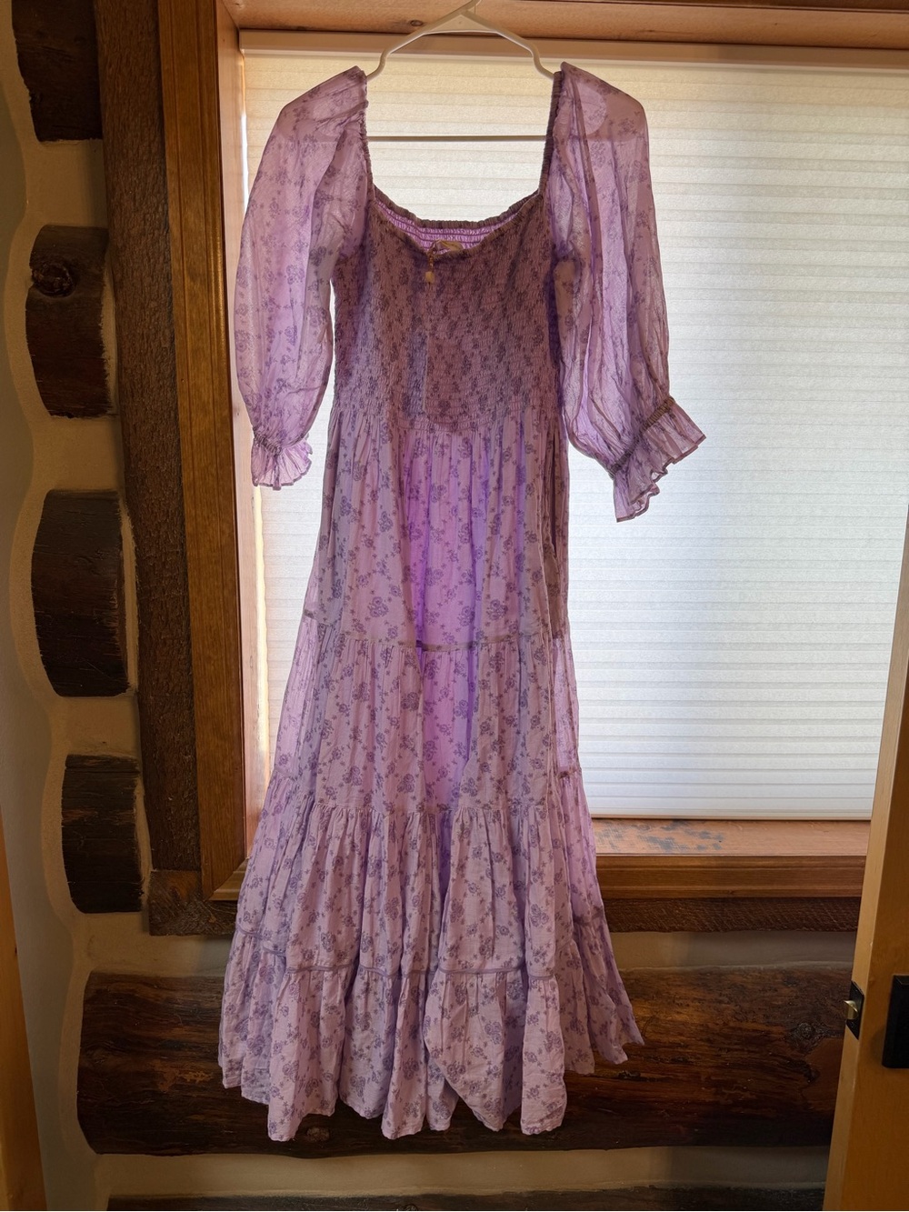 LoveShackFancy Lavender Floral Smocked Maxi Dress - Picture 2 of 4
